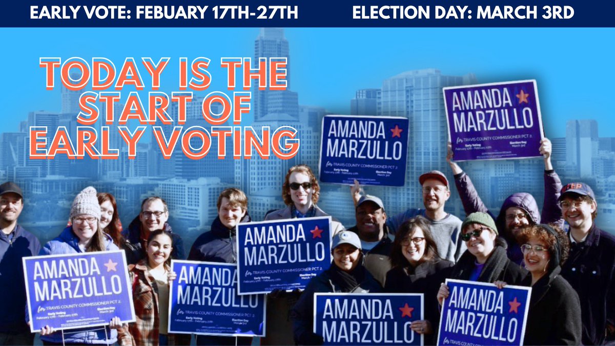 AmandaForTravis's tweet photo. Today is the first day of early voting and this is our moment.

Travis County deserves leadership that stands up to special interests and delivers real results for our communities.

I’m ready to fight for you every single day — now let’s make our voices heard at the ballot box. https://t.co/WGK3mwmXeJ