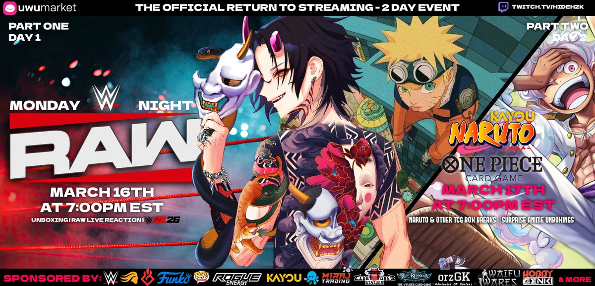 🚨 BIG ANNOUNCEMENT 🚨
It's finally time for the big reveal

THE OFFICIAL RETURN TO STREAMING
 A 2-DAY LIMITED LIVE EVENT✨

📅 MARCH 16 – MARCH 17
📺 LIVE ON TWITCH
👉 twitch.tv/hidehzk

This isn’t just a comeback —
it’s the start of a brand-new era of content.
I’ve been