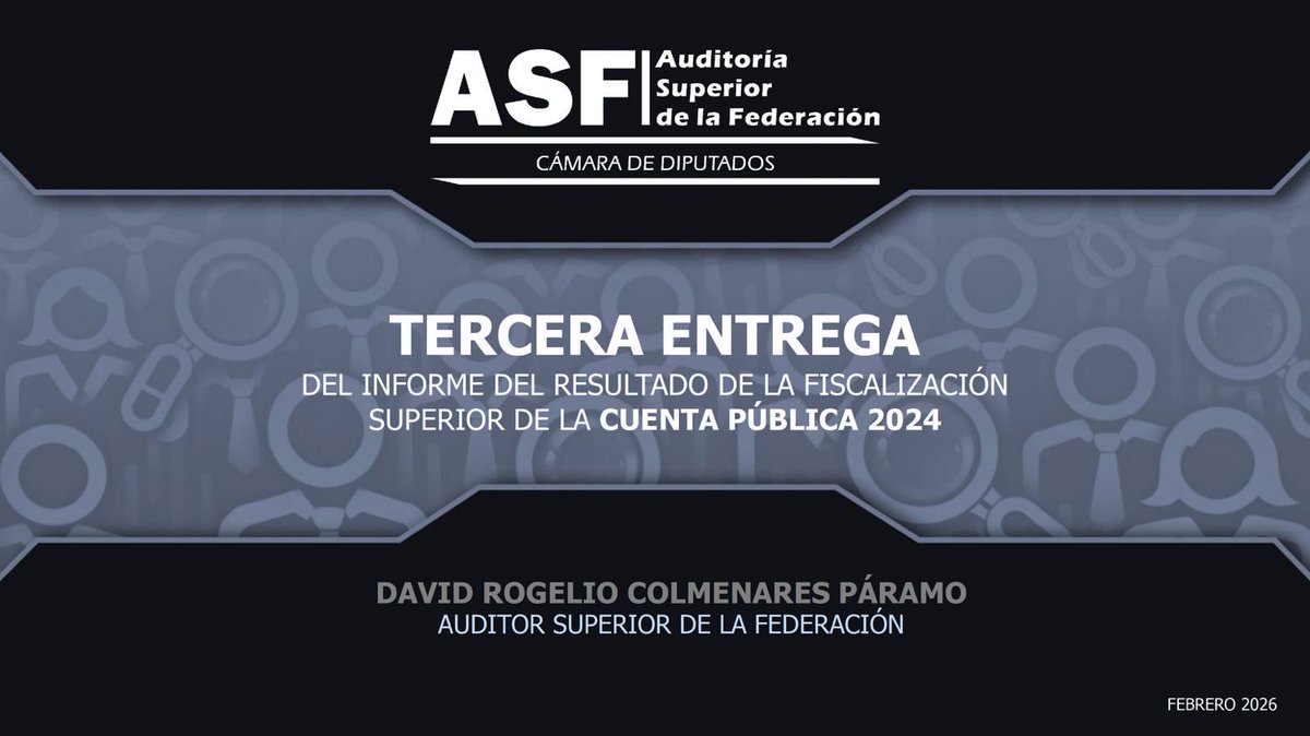 Consulta aquí el mensaje y la presentación que dió el Auditor Superior de la Federación  con motivo de la #Tercera_Entrega de Informes de Auditoría de la Cuenta Pública 2024.
#LaASFrindecuentas

Presentación: asf.gob.mx/uploads/74_Men…

Mensaje: asf.gob.mx/uploads/74_Men…