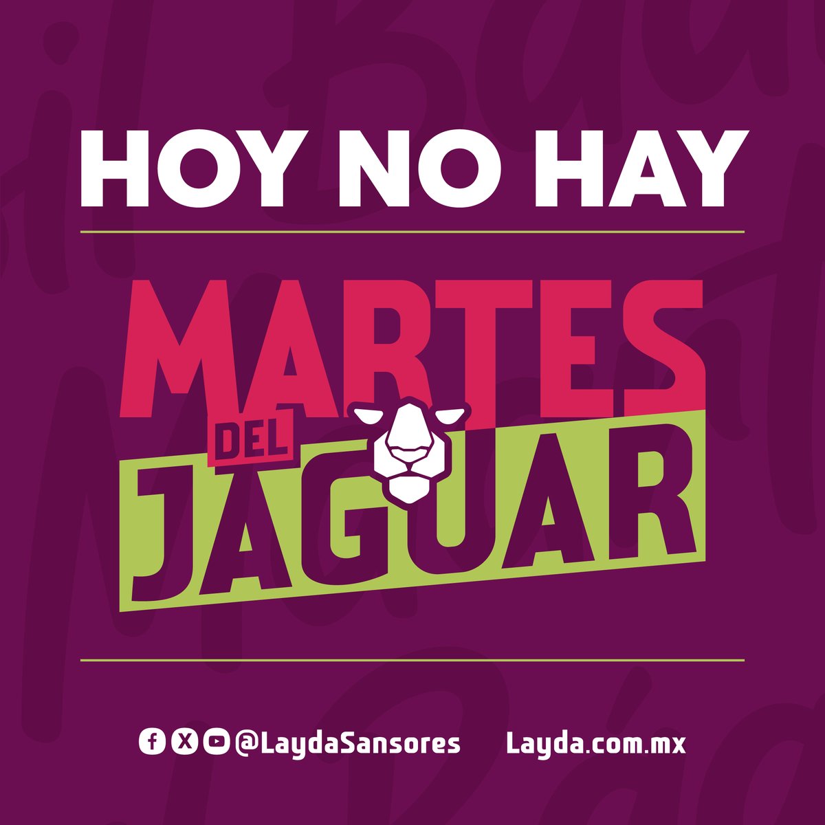Hoy no hay #MartesDelJaguar!

Sigamos disfrutando con algarabía y responsabilidad de nuestro Carnaval.