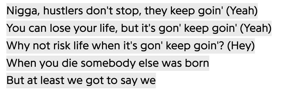 Mewmami420's tweet photo. Who else thought Young Thug was saying " Horses dont stop they keep going" In Digits? https://t.co/MSEMxTxA9f