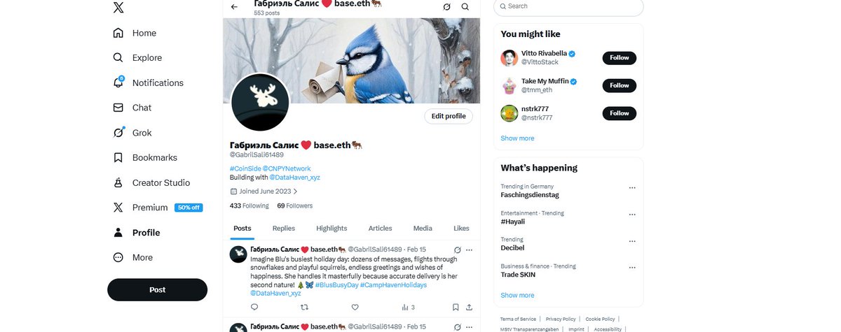 GabrilSali61489's tweet image. Updated my X profile banner ⭐️ Now it's brighter and clearer, reflecting my personality and hobbies! ✨ Check it out and share your thoughts! #XProfileUpdate @DataHaven_xyz
