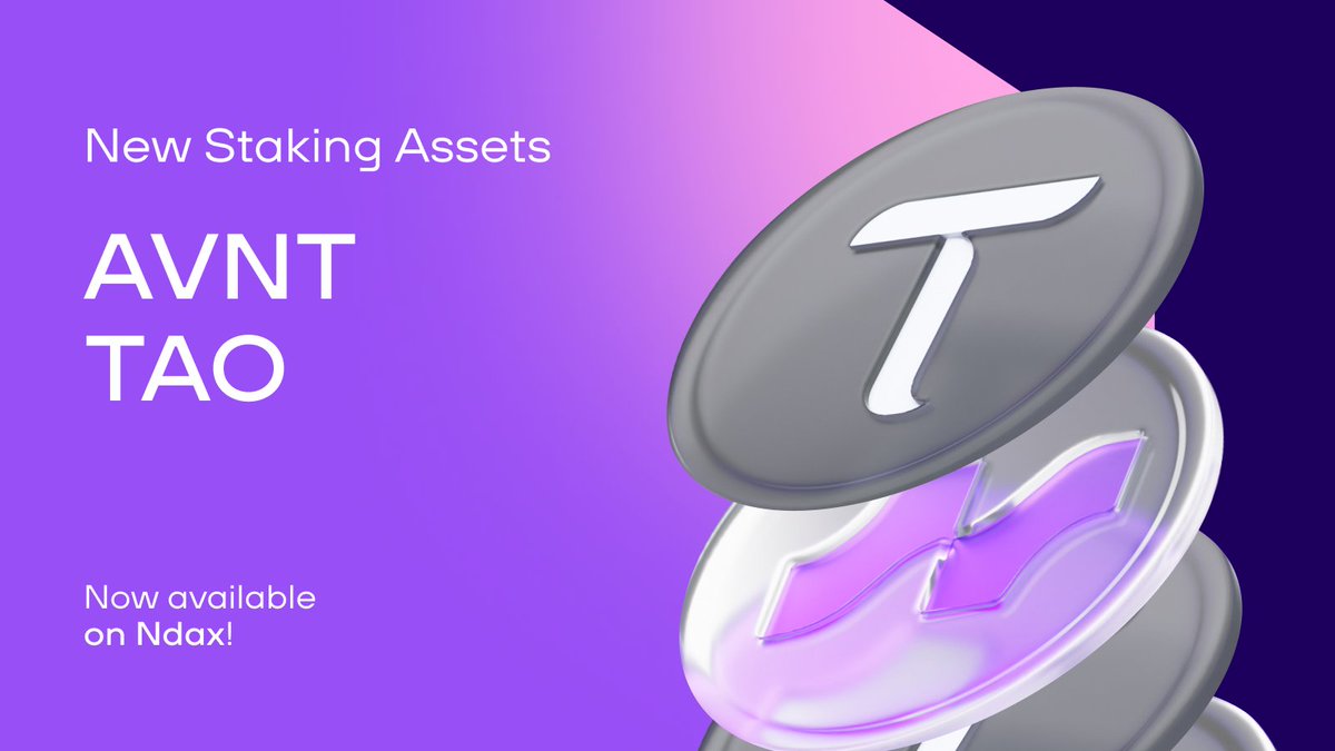 New staking assets on Ndax 🇨🇦

You can now stake Avantis (AVNT) + Bittensor (TAO) and earn daily rewards.

$AVNT: up to 10% APY
$TAO: up to 4% APY

A few taps. No complicated setup. 

Start staking on Ndax today!