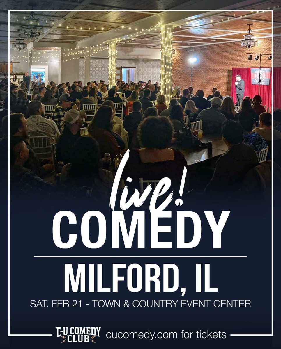 This Saturday Night in Milford, IL at Town and Country Events at 8PM with comedian Zach Peterson. Tickets on sale but going fast at cucomedy.com/milford

#comedy #standupcomedy #illinois #milfordillinois #cucomedy #comedyclub