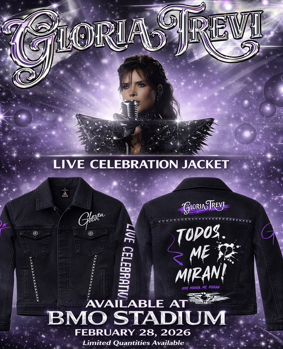 🧥 Live Celebration Jacket 🧥 

No te pierdas la oportunidad de conseguir esta chaqueta única y especial de <a href="/GloriaTrevi/">GloriaTrevi</a> durante el #LiveCelebration el 28 de febrero en el BMO.  

También la puedes comprar en línea aquí 👇

bullseyemerch.com/gloriatrevi/in…