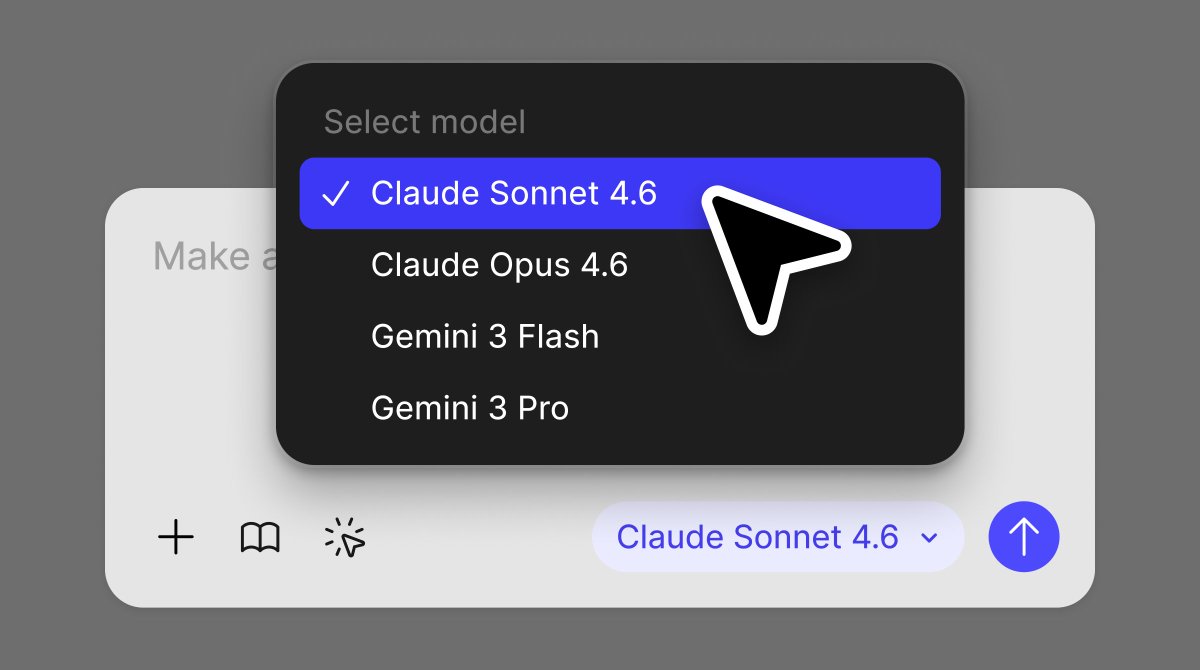 Switch between your favorite models in Figma Make, now available with Claude Sonnet 4.6