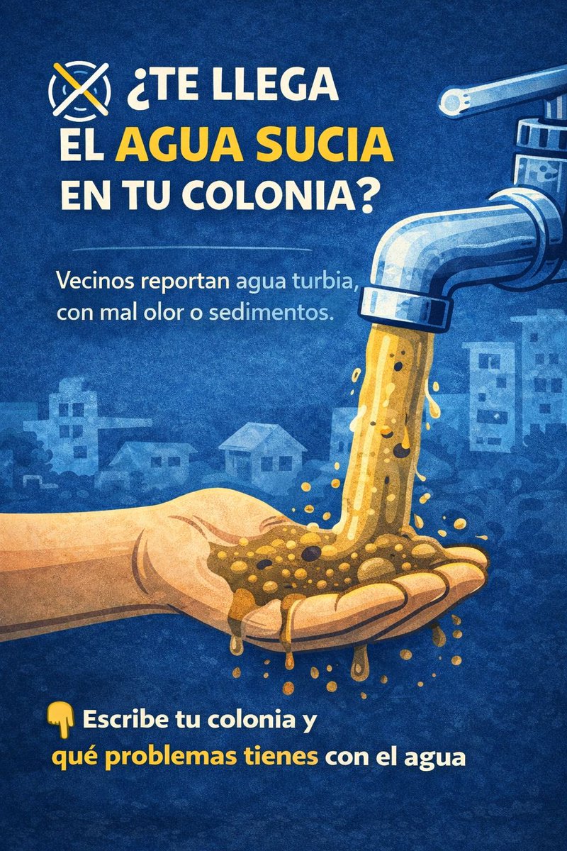 🚱 Vecinos de distintas colonias han reportado que el agua llega turbia, con mal olor o incluso con sedimentos.

En algunos casos, el color es amarillento o café; en otros, aseguran que no es apta ni para lavar ropa.

El problema no es nuevo, pero cada vez son más los reportes