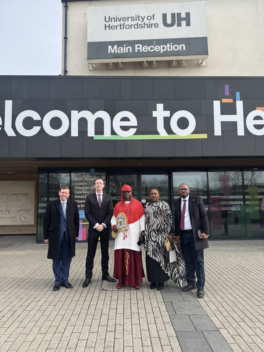 OhakaVictor's tweet photo. It was an honour to accompany my dear elder brother, friend, and former client, His Royal Majesty Eze (ABM.) Noble Friday Uwoh (CSP rtd)JP UN-EPA King of Ancient Ahoada kingdom IV (Igbu Ehuda) Rivers State, on an official visit to the University of Hertfordshire in the United Kingdom.

We were warmly received by Vice-Chancellor Professor Anthony Woodman and other senior university officials. We were also given a comprehensive tour of the university’s medical and academic facilities by Mr Phill Porter.

The visit highlighted the university’s excellence as a leading institution of learning, distinguished by its world-class facilities. It was truly a privilege to be part of His Majesty’s delegation on such a significant and memorable visit.

#UniversityofHertfordshire
#RoyalVisit
#education
#unitedkingdom
#everyonefollowers