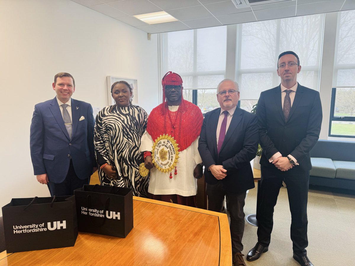 OhakaVictor's tweet photo. It was an honour to accompany my dear elder brother, friend, and former client, His Royal Majesty Eze (ABM.) Noble Friday Uwoh (CSP rtd)JP UN-EPA King of Ancient Ahoada kingdom IV (Igbu Ehuda) Rivers State, on an official visit to the University of Hertfordshire in the United Kingdom.

We were warmly received by Vice-Chancellor Professor Anthony Woodman and other senior university officials. We were also given a comprehensive tour of the university’s medical and academic facilities by Mr Phill Porter.

The visit highlighted the university’s excellence as a leading institution of learning, distinguished by its world-class facilities. It was truly a privilege to be part of His Majesty’s delegation on such a significant and memorable visit.

#UniversityofHertfordshire
#RoyalVisit
#education
#unitedkingdom
#everyonefollowers