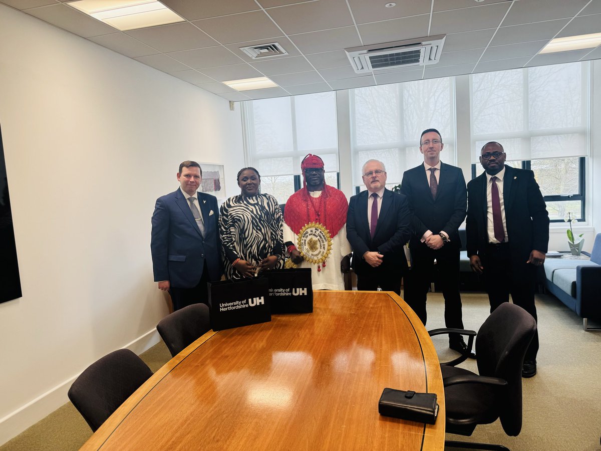 OhakaVictor's tweet photo. It was an honour to accompany my dear elder brother, friend, and former client, His Royal Majesty Eze (ABM.) Noble Friday Uwoh (CSP rtd)JP UN-EPA King of Ancient Ahoada kingdom IV (Igbu Ehuda) Rivers State, on an official visit to the University of Hertfordshire in the United Kingdom.

We were warmly received by Vice-Chancellor Professor Anthony Woodman and other senior university officials. We were also given a comprehensive tour of the university’s medical and academic facilities by Mr Phill Porter.

The visit highlighted the university’s excellence as a leading institution of learning, distinguished by its world-class facilities. It was truly a privilege to be part of His Majesty’s delegation on such a significant and memorable visit.

#UniversityofHertfordshire
#RoyalVisit
#education
#unitedkingdom
#everyonefollowers