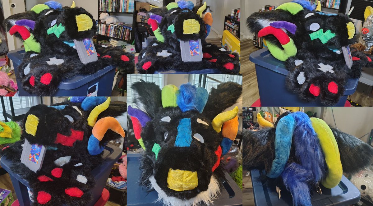 GavinDragonYT's tweet photo. I've had a Tetris themed Pre-made just sitting around if you want him go bid on him! (Link in replys) #Furry #Fursuit https://t.co/7u8cuKPwM3