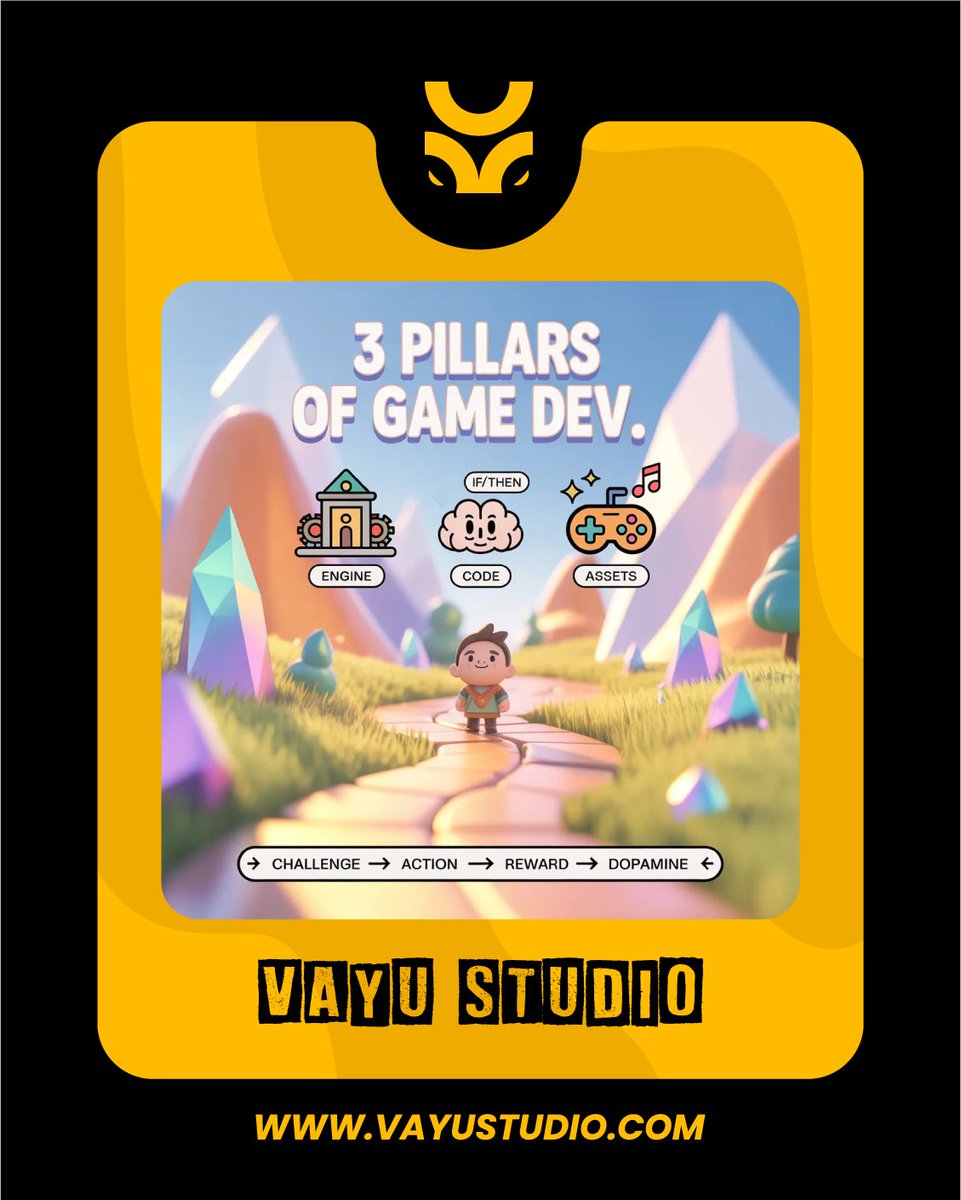 VayuStudio's tweet photo. Ever wonder why you can’t stop playing your favorite game?🎮

It isn’t magic. It’s a psychological loop built by three simple "gears" working together.

Full Breakdown:👇
🔗https://t.co/zpKZM7rkvn

#vayustudio #GameDev #Coding #TechTrends #IndieDev #Gaming #Psychology https://t.co/OfyGnalLOu