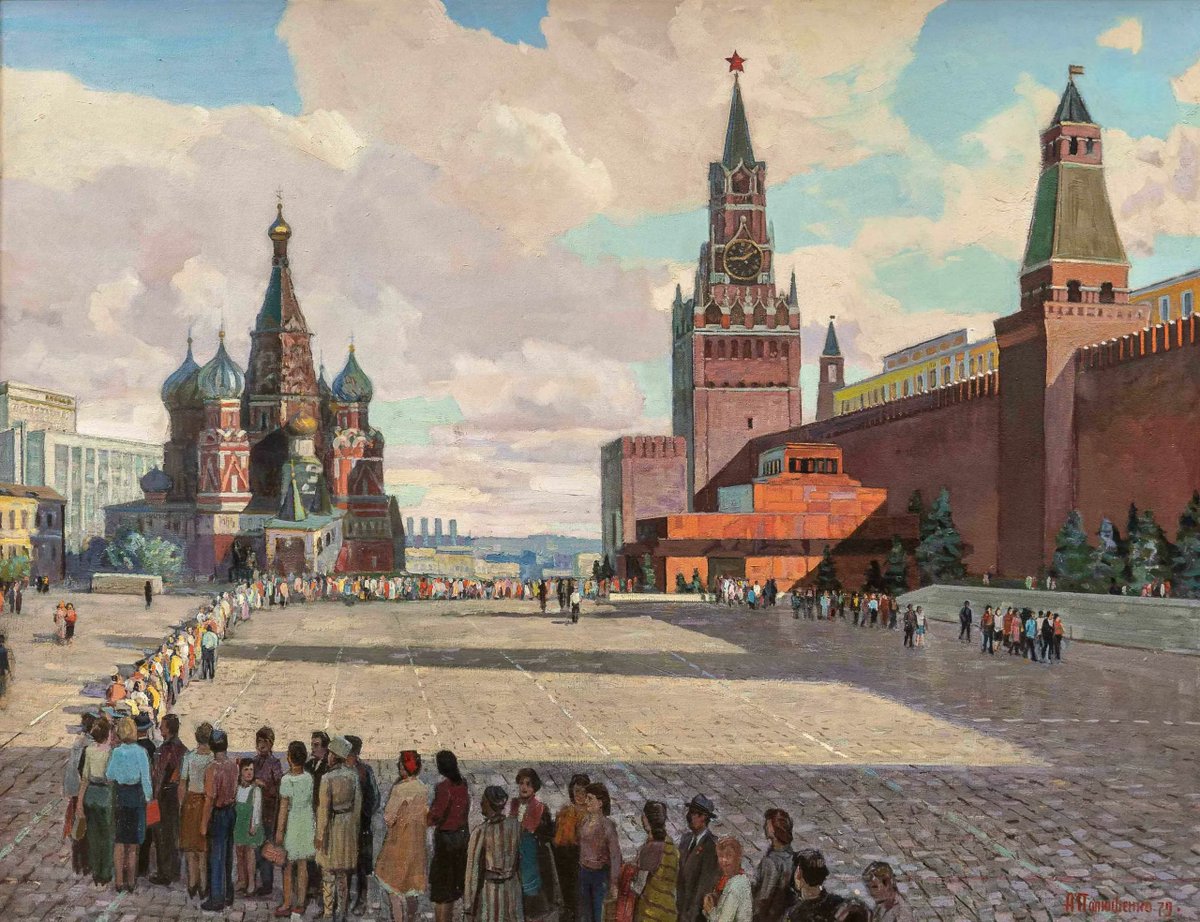 Red Square. To Lenin.  - Painting by Andrey Petrovich Polyushenko (1979)