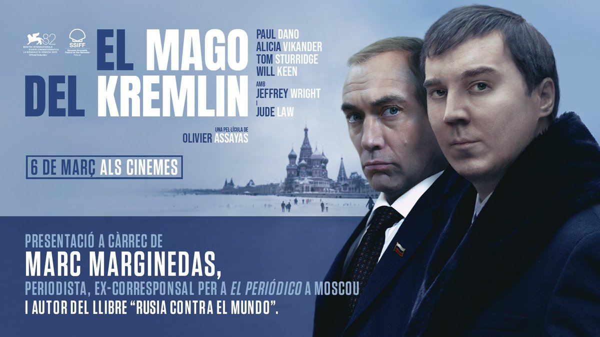 marcmarginedas's tweet image. Esta película explica el ascenso de Vladímir Putin al poder, sus métodos para subyugar a los rusos y las tácticas a las recurre para generar caos en el mundo. La recomiendo vivamente para que entendamos mejor a qué nos enfrentamos. Basada en el libro de Giuliano da Empoli.