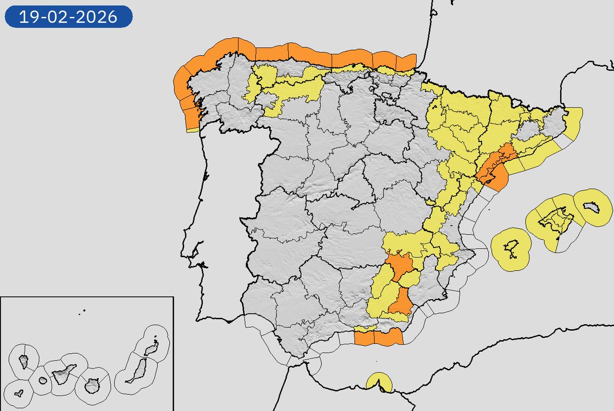 17/02 19:06 AVISOS PASADO MAÑANA | España: costeros, vientos y nevadas. Nivel máximo de aviso: naranja.
Actualizaciones en aemet.es/es/eltiempo/pr…