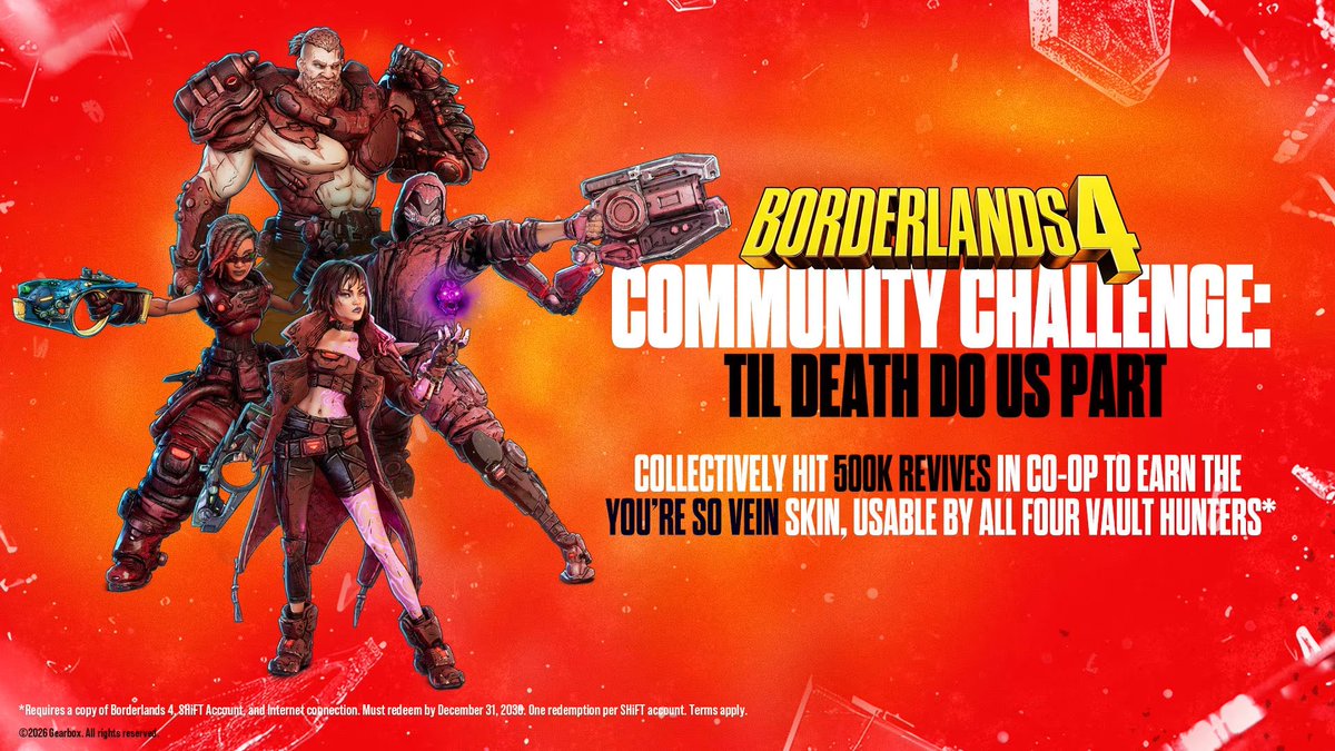 borderlandshub's tweet photo. ‼️SHiFT Code - "You're So Vein" Vault Hunter Skin

🎁BH633-66F5C-WFBB5-33TJB-CBSR9
➡️SHiFT codes hub: https://t.co/F4Vnf91ZTI https://t.co/CgtqjsTuQh