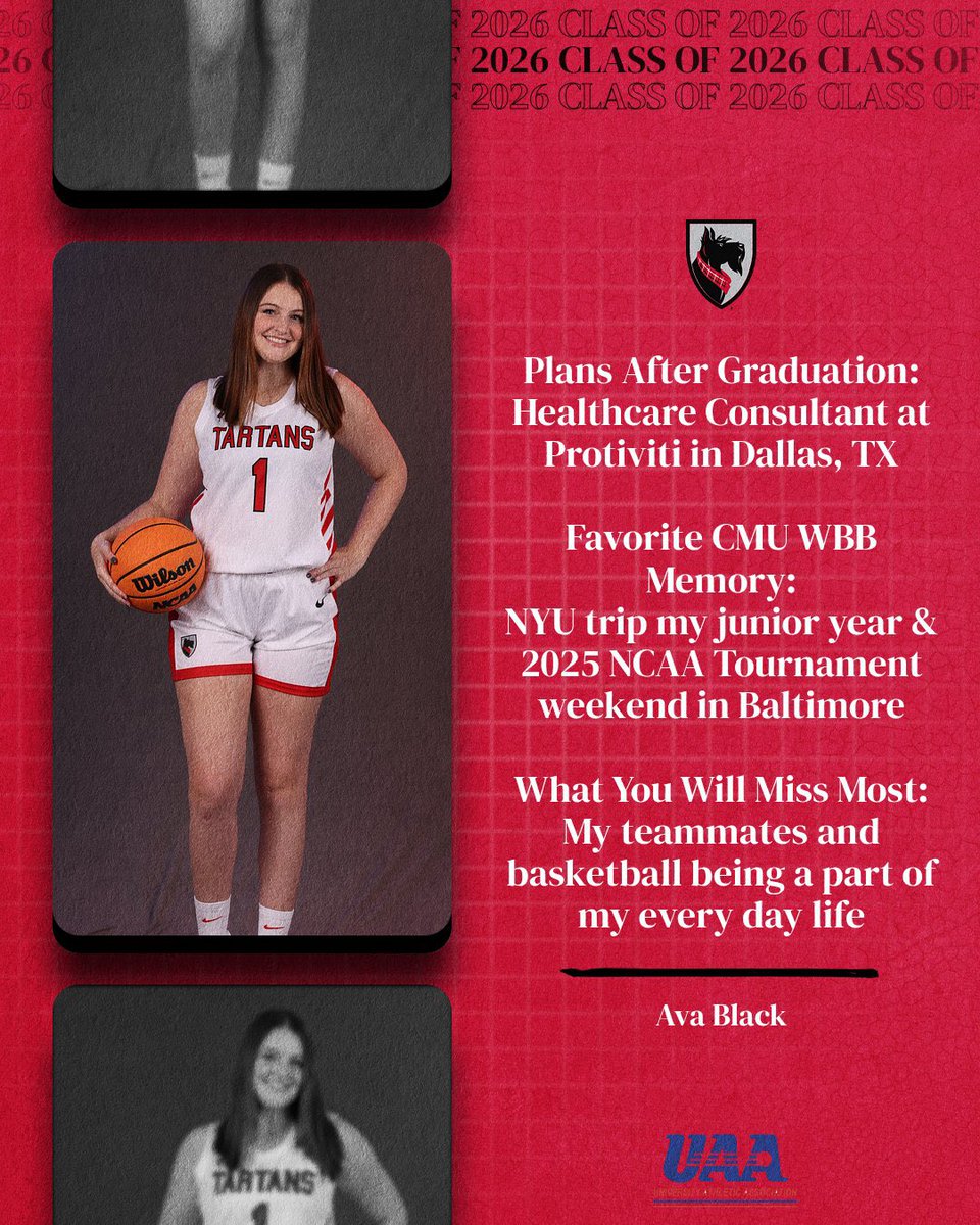 cmutartanswbb's tweet photo. It’s officially senior week🥹‼️ Starting it off with Ava Black who is from Mars, PA. Ava is a Policy Management Major with Minors in Business Administration and Science, Technology, and Society. Take a walk down Ava’s memory lane🥹 We are so proud of you 1❤️ https://t.co/n7oY2ESlD9