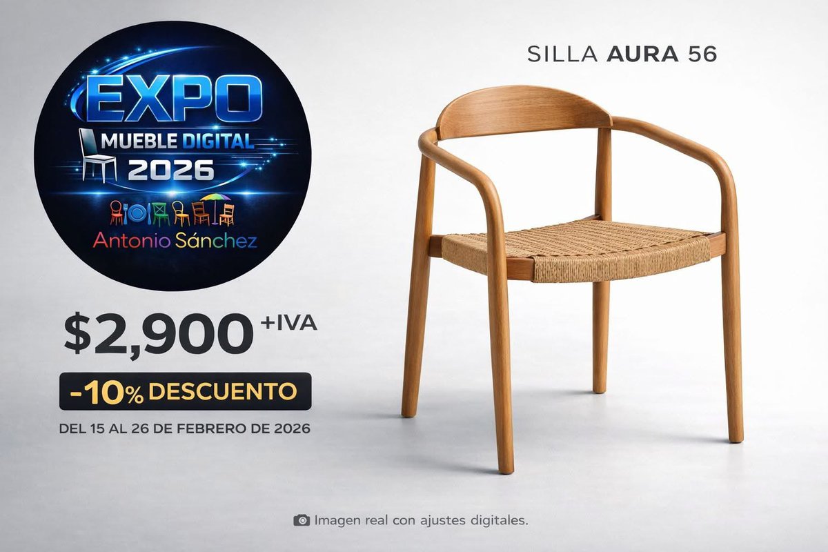 🔥 EXPO MUEBLE DIGITAL 2026 ya comenzó y este modelo está listo para hacer historia.
🪑 SILLA AURA 56
Diseño orgánico, estructura sólida y carácter premium.
Perfecta para restaurante, banquete o proyecto residencial elegante.
💰 $2,900 + IVA
🎉 10% de DESCUENTO