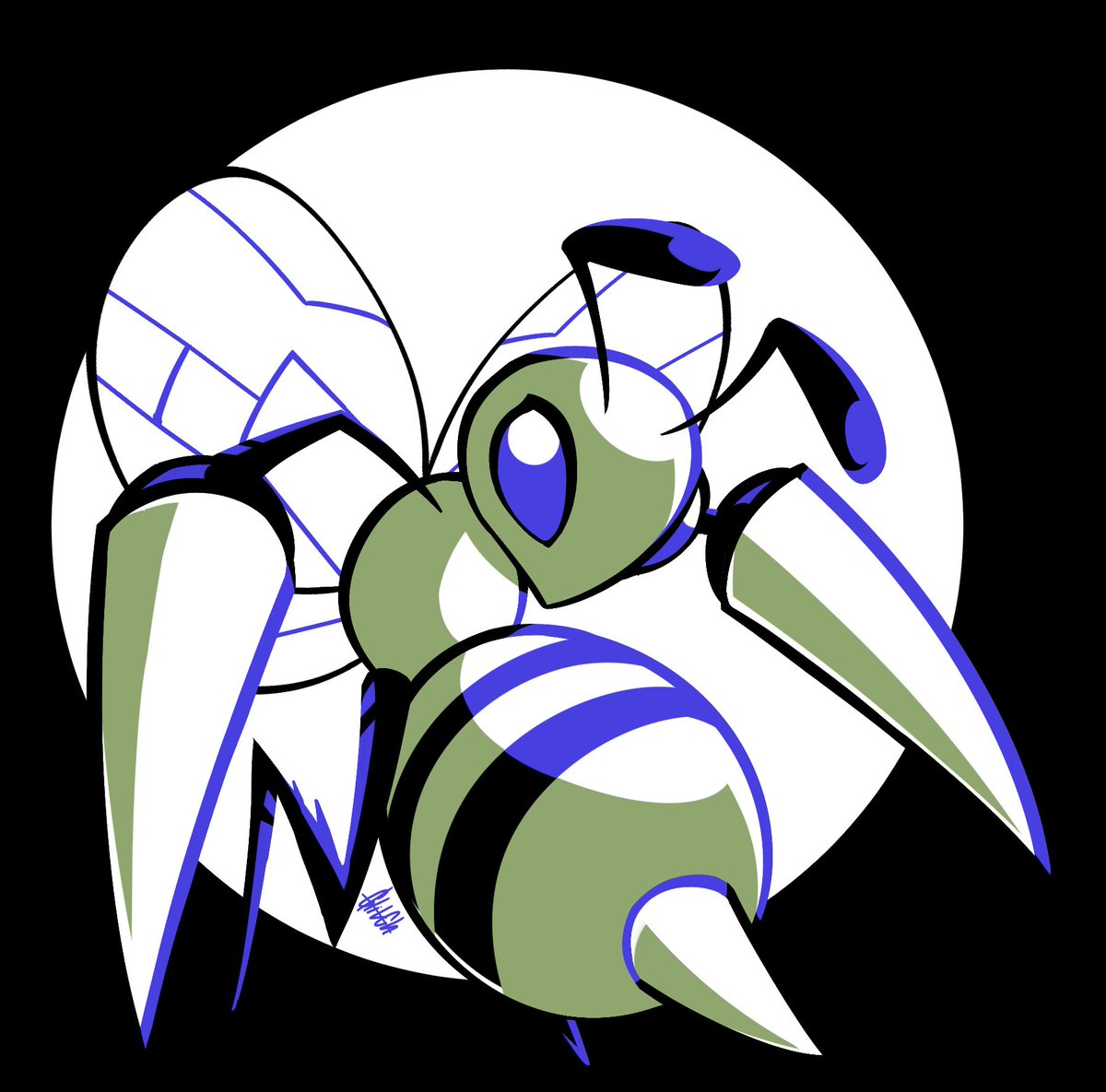 Shiny Beedrill with gold/silver colors.