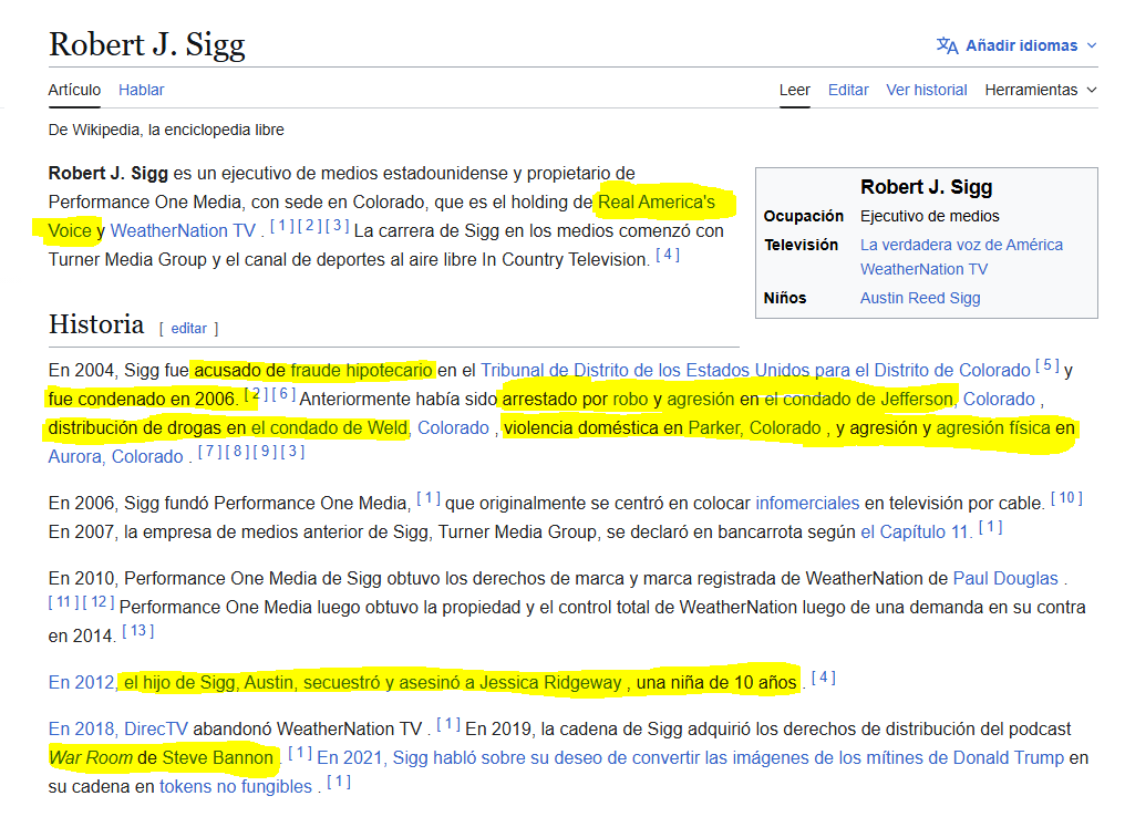 Negre llama narcotraficante a todos los líderes de izquierda sin pruebas desde el canal RAV propiedad de Robert Sigg que fue arrestado por distribución de droga,  violencia doméstica, agresión, robo y condenado por fraude hipotecario.
Su hijo asesinó a una niña de 10 años.