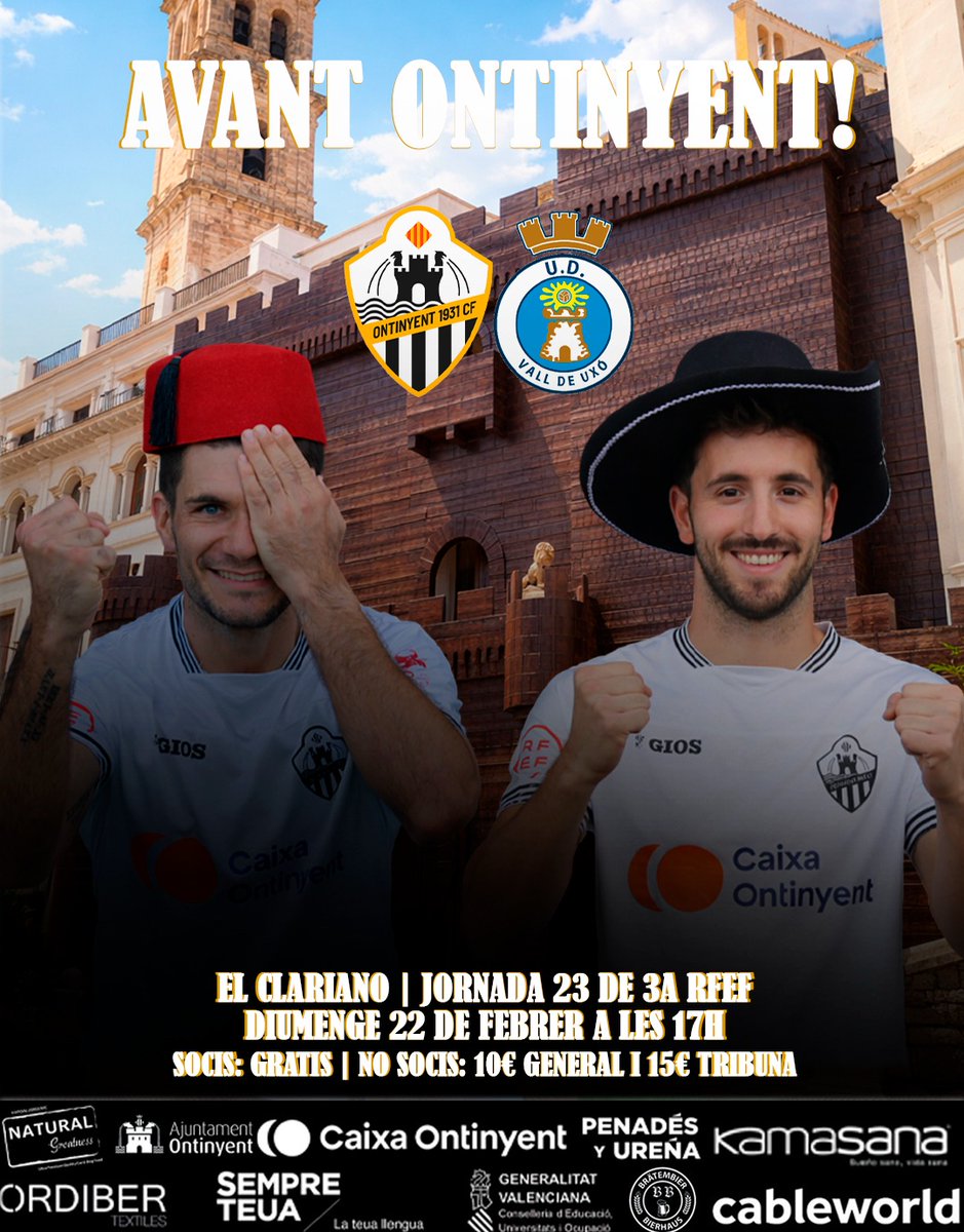 📷 #Proximpartit | Cap de setmana del Mig Any Fester, i volem tornar a sumar de tres en altre partit importantíssim. Avant, Ontinyent! Avant!

⚽ Ontinyent 1931 CF - UD Vall de Uxó 

⌚ Diumenge 22 de febrer a les 17h

🏟️ El Clariano