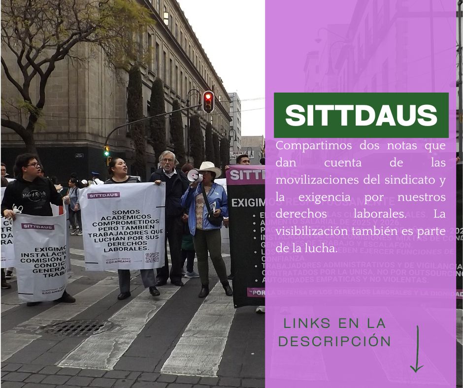 sittdaus's tweet photo. Compartimos estás dos notas que dan cuenta de nuestras movilizaciones.
➡️ https://t.co/kIHMxZzLe9
➡️ https://t.co/o8veAk1wp1
@Claudiashein @ClaraBrugadaM @SECTEI_CDMX @Secihti_Mx @PedroMoctezumaB #SITTDAUS https://t.co/2dGLrLnhk6
