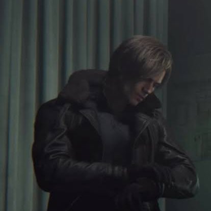Leon checking his Hamilton watch to see if he has enough time to crash his Porsche so he can walk the rest of the way: