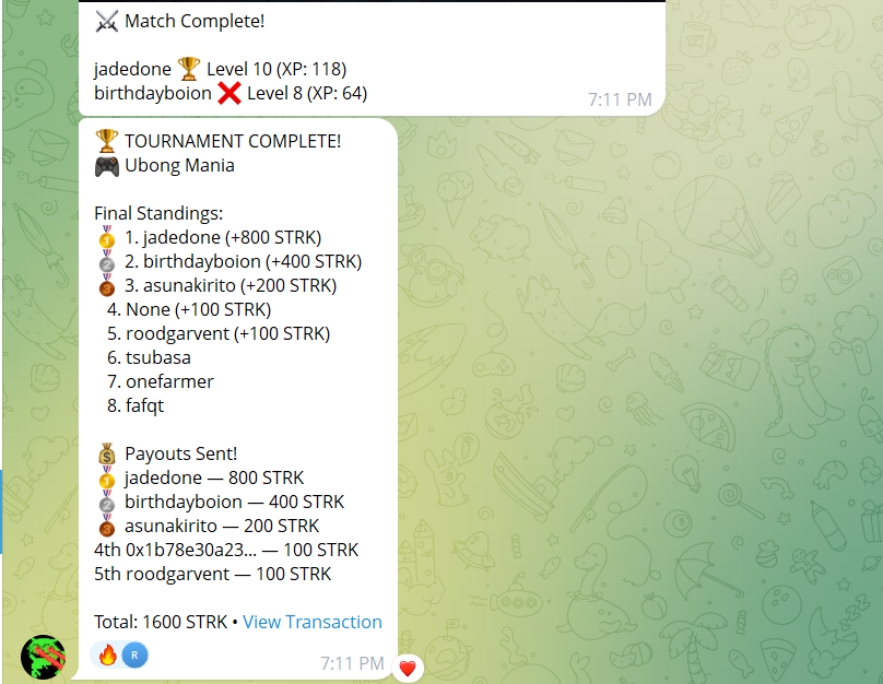 just took first place in my first ever <a href="/LootSurvivor/">Loot Survivor</a> tournament and won 800 strk!

thanks <a href="/Cudan_Svat/">Čudan Svat</a> for hosting

gg wp