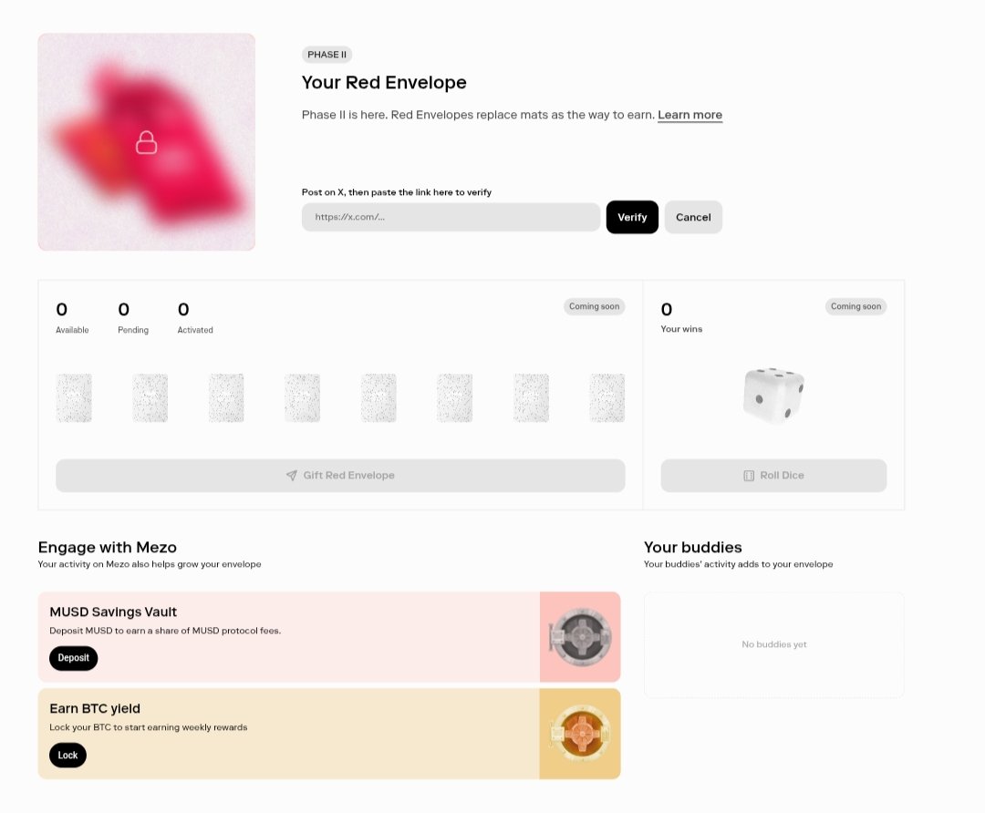 红包来了 🧧

Just unsealed my <a href="/MezoNetwork/">Mezo</a> Red Envelope (VCQR7PF). Phase II of the MEZO airdrop is here, and this is where allocations grow.

Unseal yours: mezo.org/feature/rewards