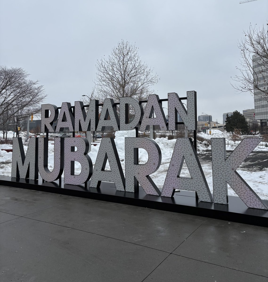 For first day of Ramadan, this sign is installed in Celebration Square. A group of young students raised funds, and are completing installations all over the GTA. This year Brampton and Mississauga were added. Be sure to check out the tiny lights this evening. RAMADAN MUBARAK!