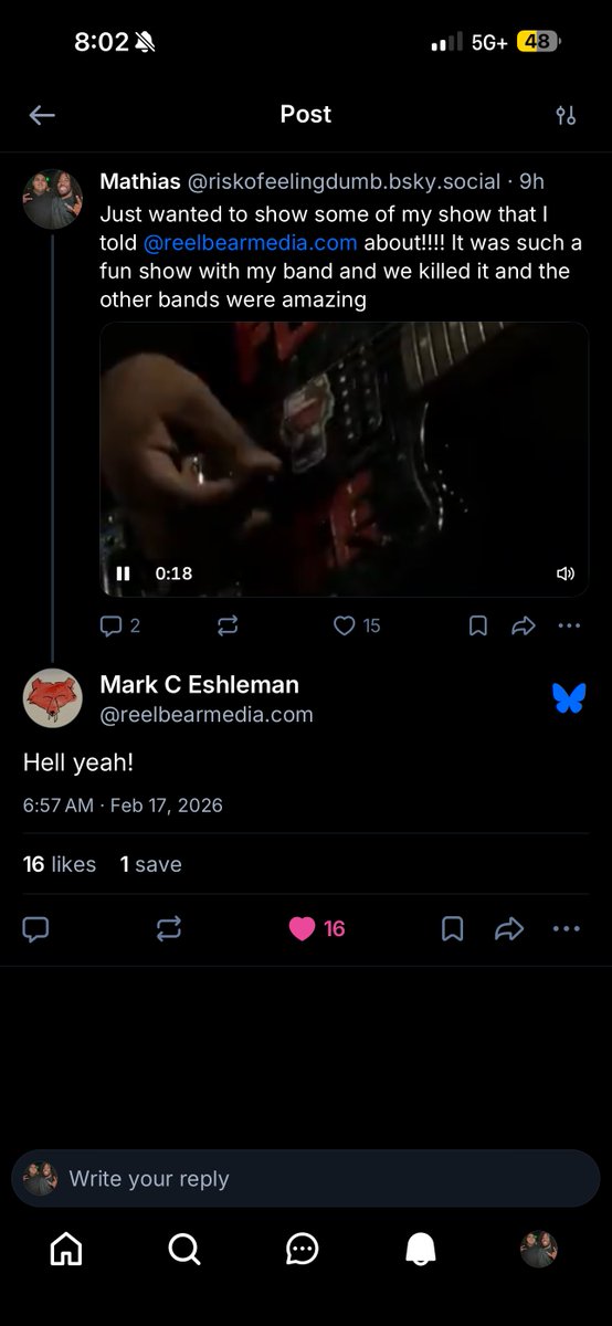 arockandahome's tweet photo. When I met Mark at the premiere I told him about my show, he took a genuine interest in my band and our music, even if just for a brief moment. Last night I tagged him in a video of me playing guitar on that show and my guitar had tape spelling FUCK ICE on it and he replied with https://t.co/sTYVPmeVLk
