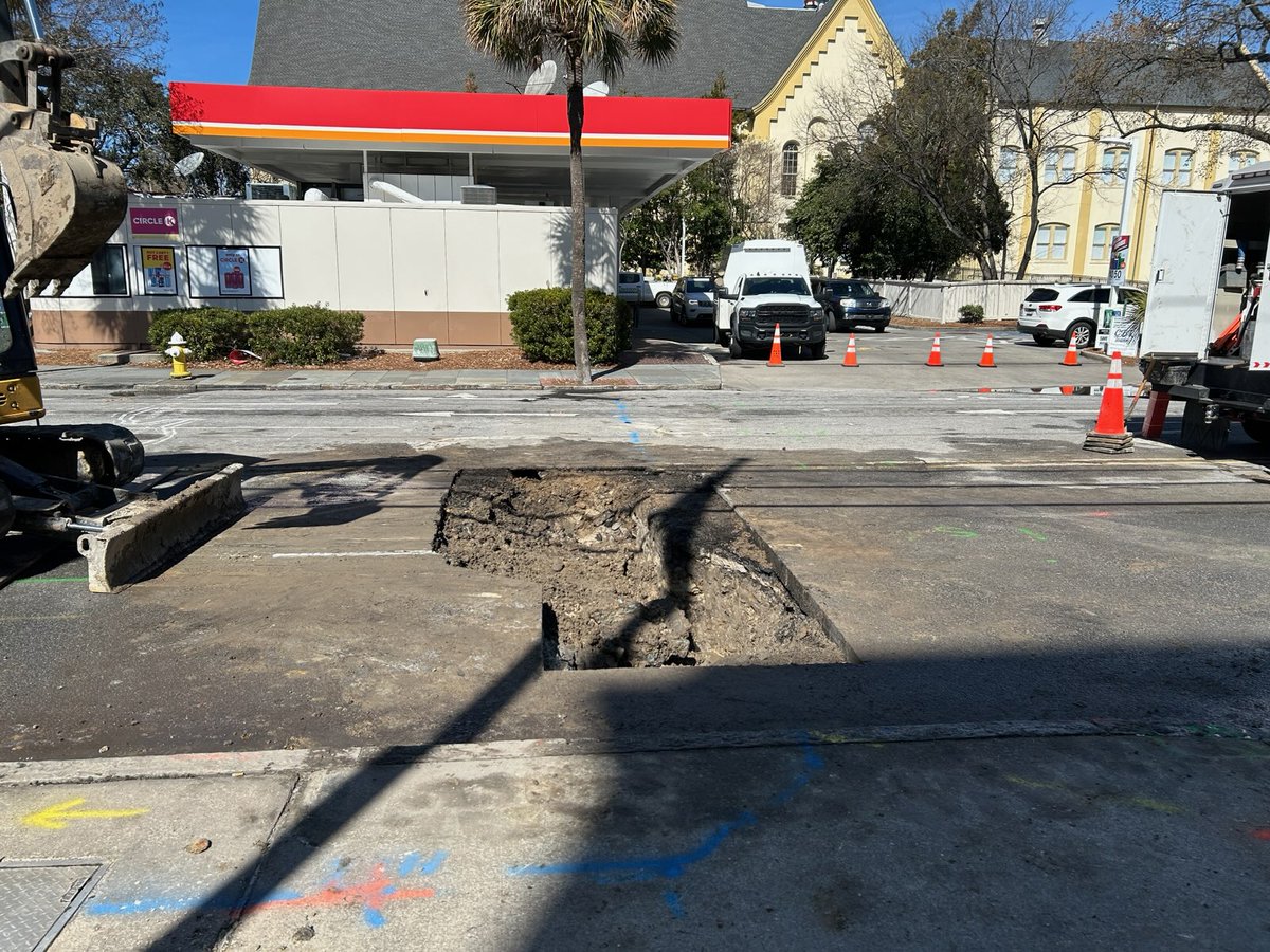Traffic Alert: Great news! Calhoun St. expected to re-open before 2 p.m. following this morning’s water service line break. We're filling the hole in the road right now.

Fingers crossed this post doesn’t jinx anything…