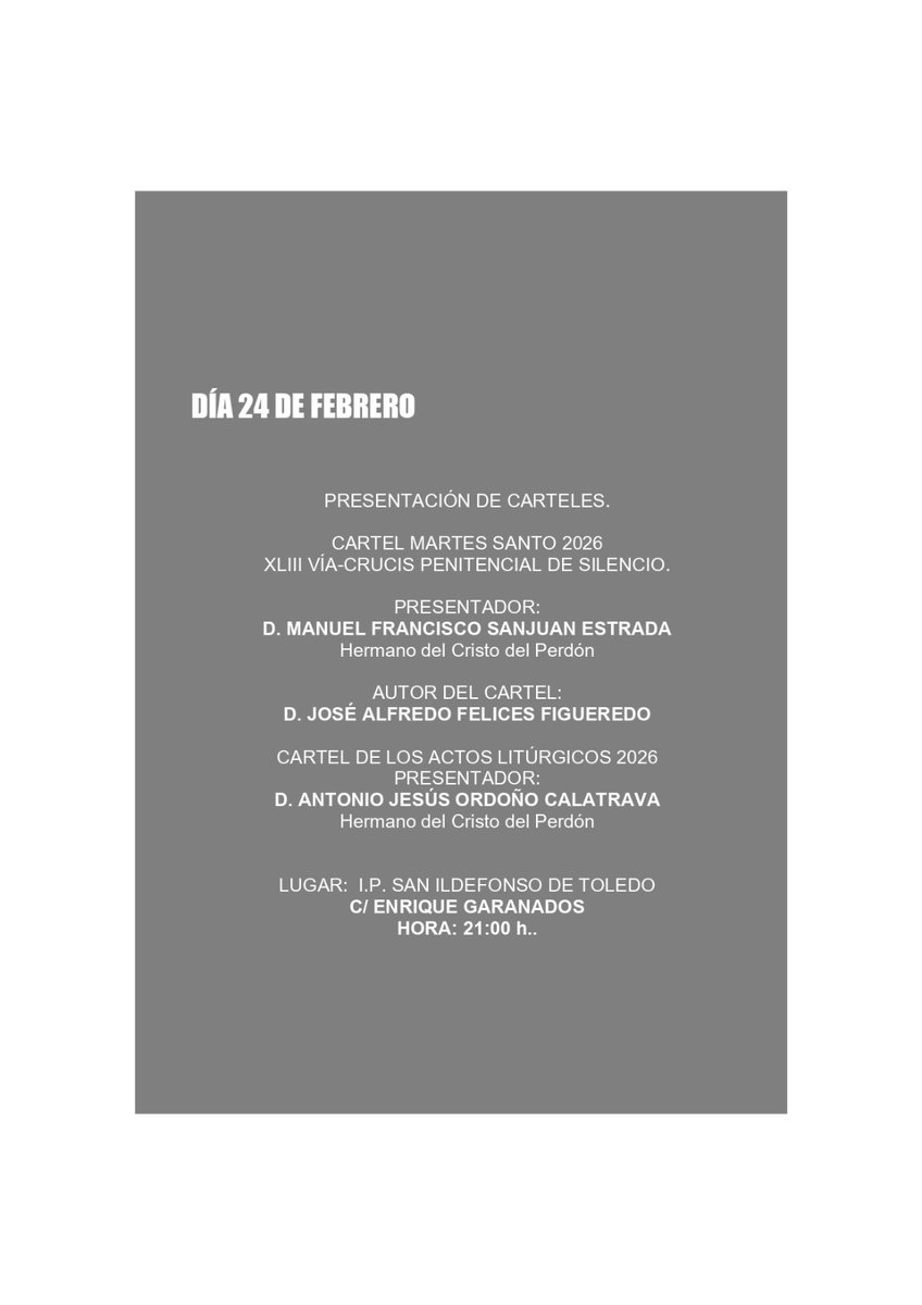 perdon_almeria's tweet photo. Ahora que llega la Cuaresma, toca pararse a reflexionar. Como cada año, el próximo martes iniciaremos nuestro camino hacia el Vía Crucis Penitencial de Silencio con los tradicionales 'Martes del Perdón '. Arrancaremos con la presentación del cartel 🧵 https://t.co/u6OuqyafJD
