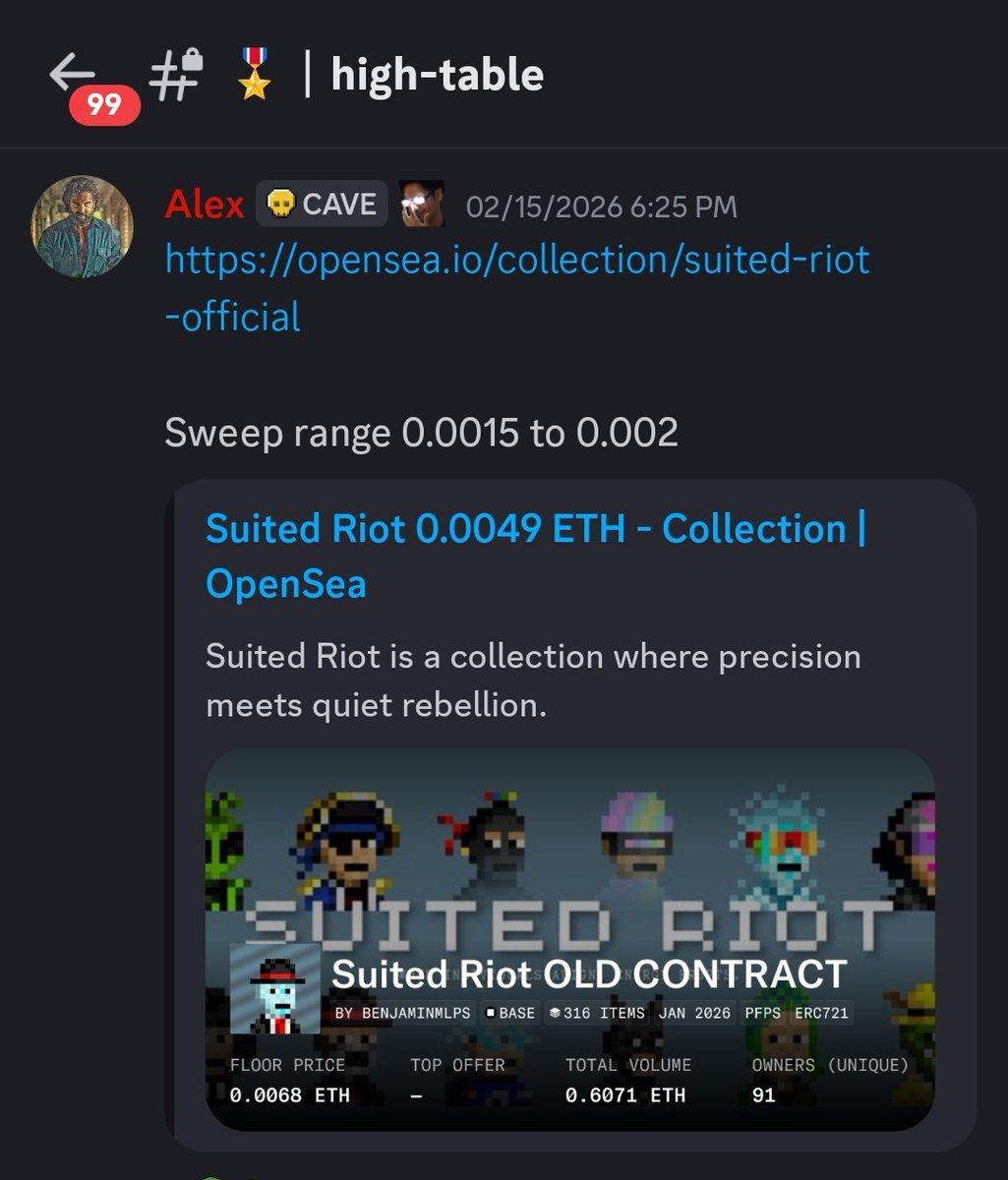 alex_alphagod's tweet image. Secondary buying call for @Benjaminmlps collection Suited - Riot was shared in @Olympus_web3

When the Phase 1 mint started two days ago.

avg buying is 0.002
current floor is 0.0085

opensea.io/collection/sui…