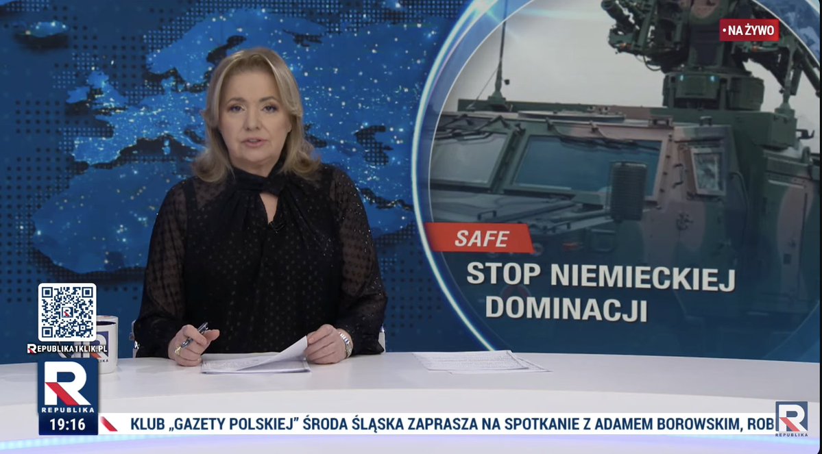 Ani jednym słowem Telewizja Republika nie wspomniała, że pieniądze z SAFE trafią do polskich firm.
Ani jednym. 
Choć o SAFE mówią od 20 minut.
Tam już nie ma żadnych granic w oszukiwaniu ludzi. Żadnych.
Różne rzeczy tam oglądam, ale takiego oszustwa dawno nie widziałam.