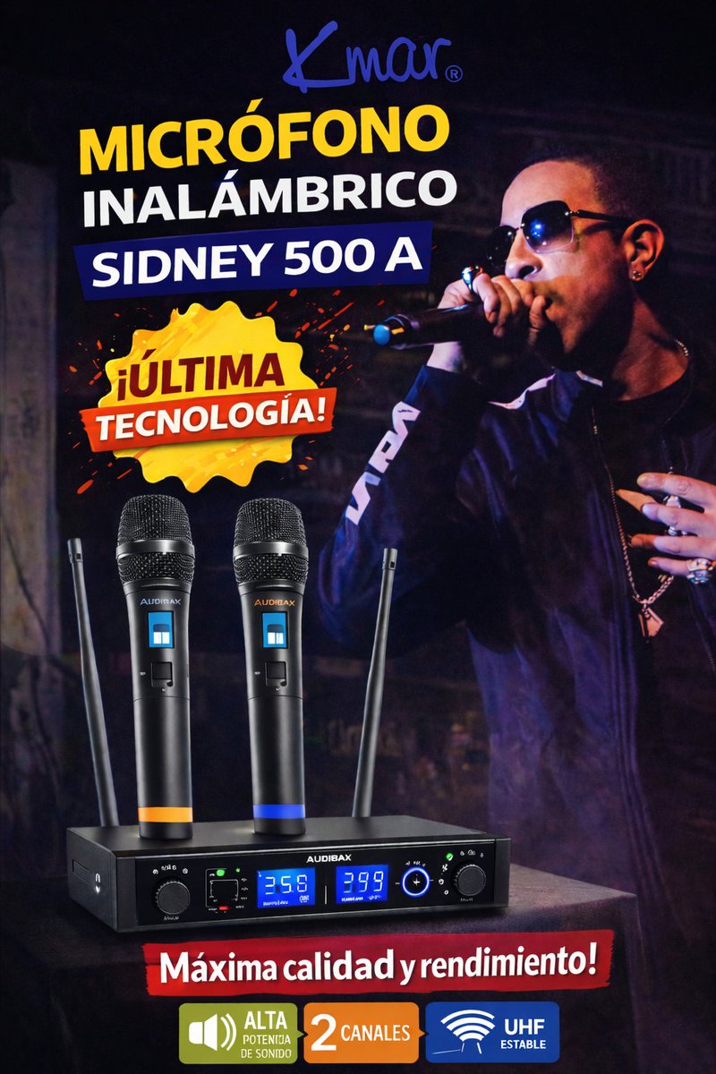 KmarJaen's tweet photo. 🎤 Si tu micrófono falla… tu show también.

El Sidney 500 A de Audibax = potencia + estabilidad + calidad real.

Sin interferencias.
Sin cables.
Sin excusas.
¿Lo usarías para cantar o para eventos? 👇
#SonidoEnVivo #Microfono #AudioProfesional #Cantantes

https://t.co/eah98sUjrK https://t.co/K2auETfCMb