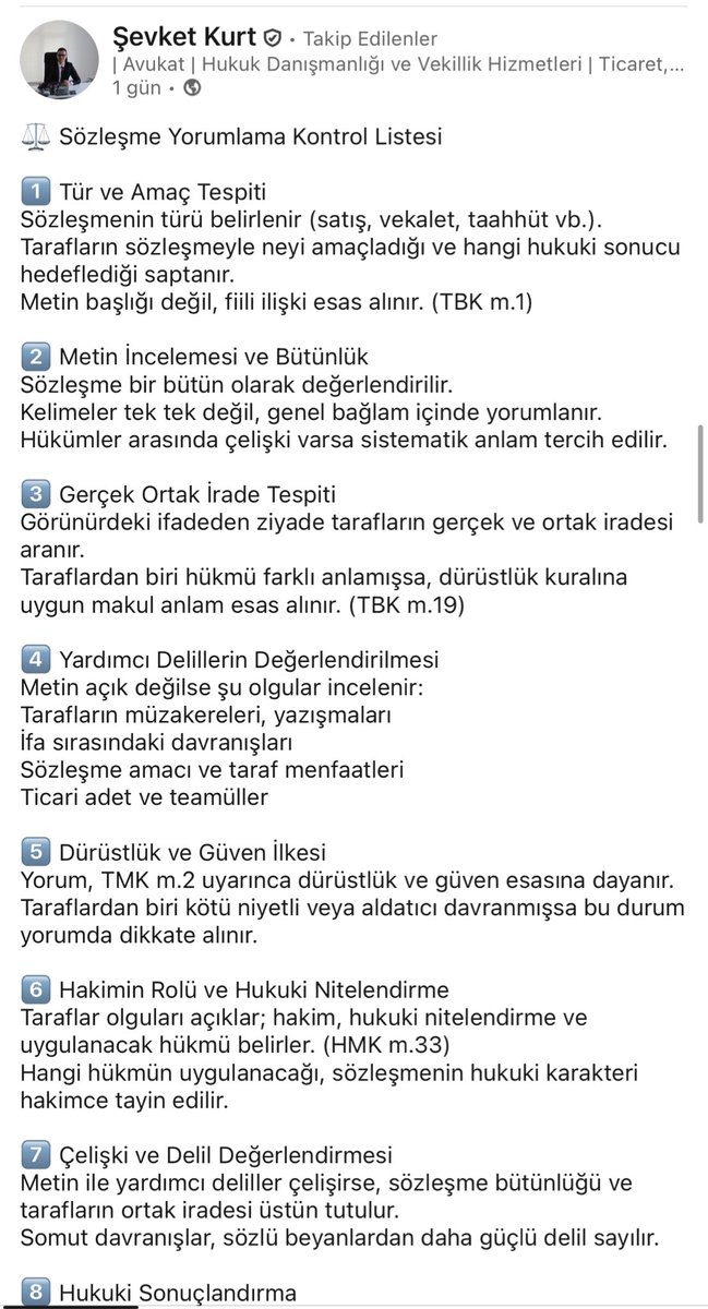 kaanbayramzade's tweet photo. Sözleşme Yorumlama Kontrol Listesi 👇🏻 https://t.co/SCjoYeNqFf