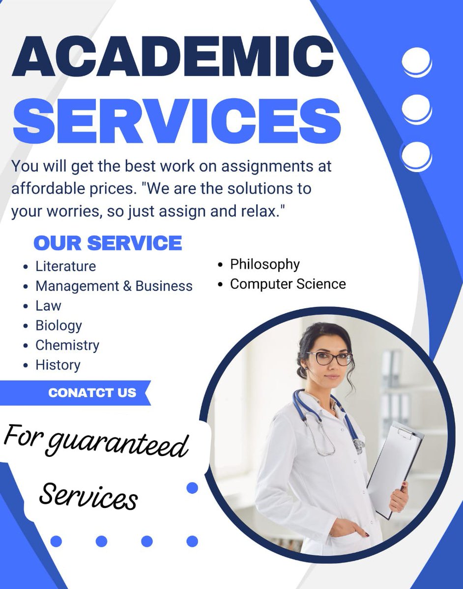 dash__academy's tweet image. Pay us to help you with:

Onlineclass
Lab report
Maths
Finance
Economics
Calculus
English
Python
Law
Stats
Essays
Geography
Music
Essays
assignments due
Biology
Physics
ResearchPapers
#Homeworkhelp
Chemistry
Essaywriting
Finance
Accounting
Calculations

Hmu please