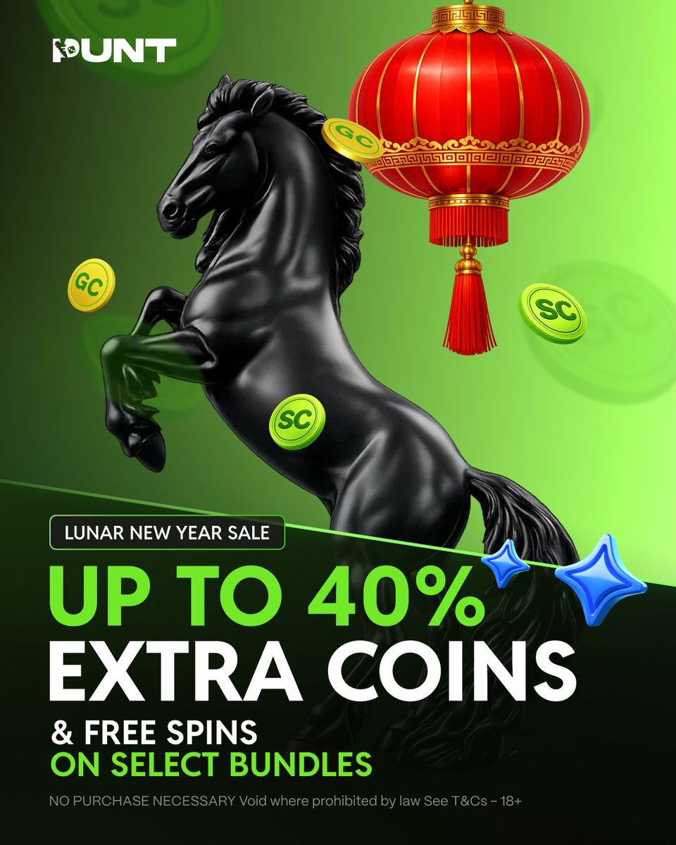 It's the year of the horse, but we're not horsin' around with our Lunar New Year sale 🐴 

Head to your wallet to find today's select bundles with up to 40% EXTRA COINS &amp; FREE SPINS! 🏮 

Sale ends 2/17 @ 11:59pm PT. No purchase necessary, T&amp;C apply. Must be 18+.