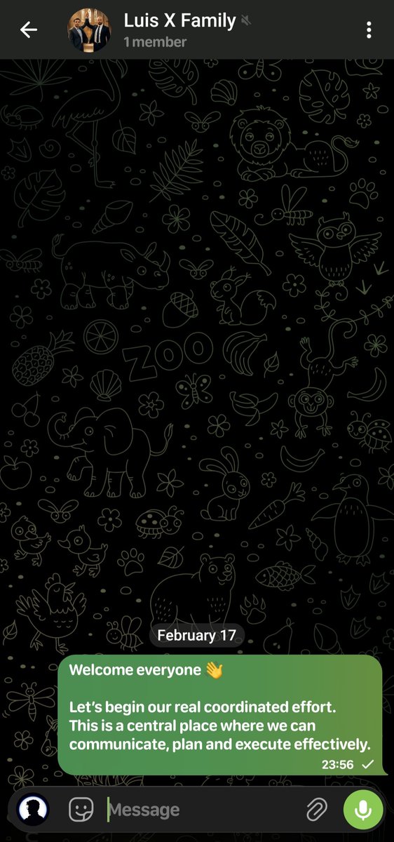 Let’s begin our real coordinated effort. We need a central place where we can communicate, plan, and execute effectively.

<a href="/MrGentleman93/">Luis</a> please join this Telegram channel. I’ll make you admin so we can manage everything properly.

Channel link: t.me/luisxfamily