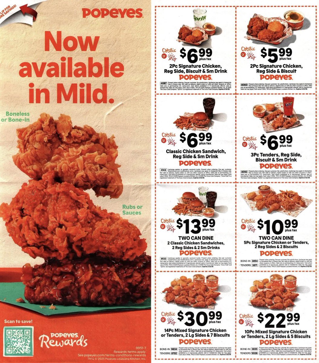 LordOfDiscounts's tweet photo. 🍗 Popeyes Coupons Available. Coupons Expire 3/22/26. https://t.co/k1YGSJ4XYi