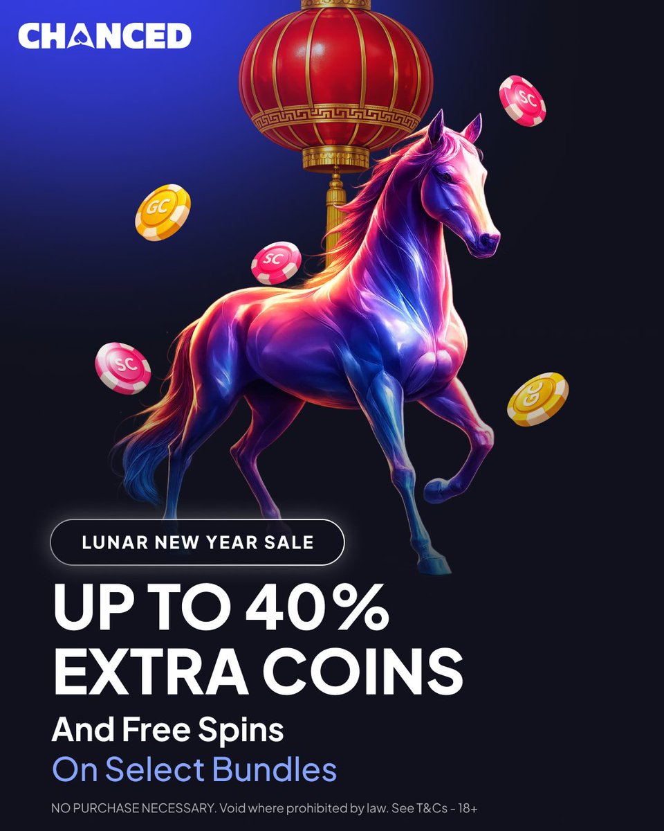 RealChanced's tweet image. The Lunar New Year has arrived, and we're celebrating with a sale featuring up to 40% EXTRA COINS on select bundles and FREE SPINS on Always Up x10000 🏮

Head to your wallet to find the bundles now!  

Sale ends 2/17 @ 11:59pm PT. No purchase necessary, T&amp;amp;C apply. Must be 18+.