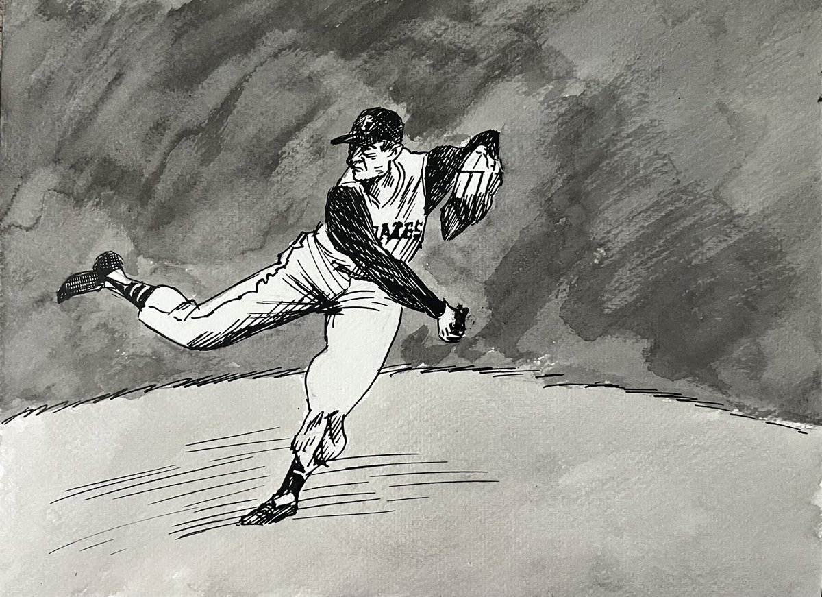 PeterLandau's tweet photo. ElRoy Face, Ace Forkballer and Effective Closer for Pirates #obitpix #elroyface #baseballpitcher #pittsburghpirates #penandinkdrawing https://t.co/A65QEaQwNm
