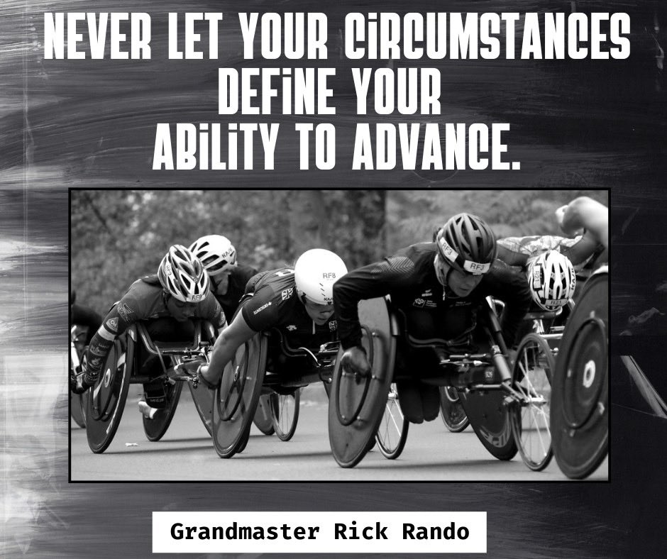 RandoSpeaks's tweet photo. "Never let your circumstances define your ability to advance." – Grandmaster Rick Rando

Remember, when you’re not sure, remember others have done more with less.

Upgrade your leadership skills at https://t.co/L6FfmEfrXt, or, at https://t.co/8XIRfXhD9K. https://t.co/NwUYhISZVv