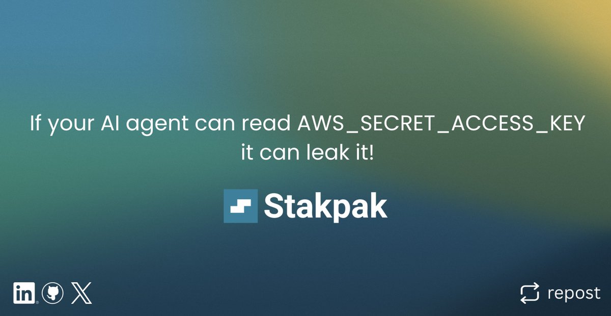 🚨Your .env file is in the training data.

If your AI agent can read AWS_SECRET_ACCESS_KEY, it can leak it.

Stakpak redacts secrets before they reach the llm provider.

Vibe Securely @ stakpak.dev