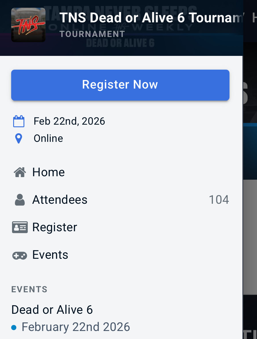 We exceeded to 104 players!!!!!! This is exciting time to be DOA fan and player. Don’t miss out on this community event!!! Tell your friends start.gg/tournament/tns… #playmoreDOA