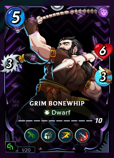 Only $40 for a Number 1 of 20 serialized Black Foil Arcane of the #Splinterlands reward card Grim Bonewhip?! Sign me up!

They don't have value on land or wagons, but BF Arcane cards will ALWAYS be a collector's item, especially Mint #1.

#HIVE #play2earn #Web3Gaming #TCG