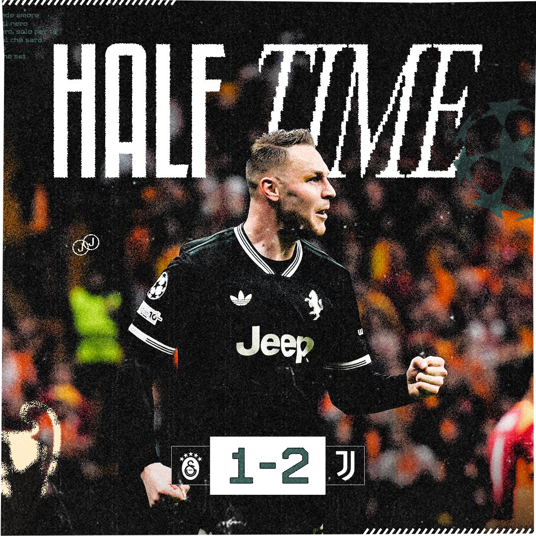 juventusfc's tweet photo. HT |⏳| Siamo in vantaggio alla fine del primo tempo ⚪️⚫️

#UCL #GalatasarayJuve https://t.co/vUQcMG0W6h