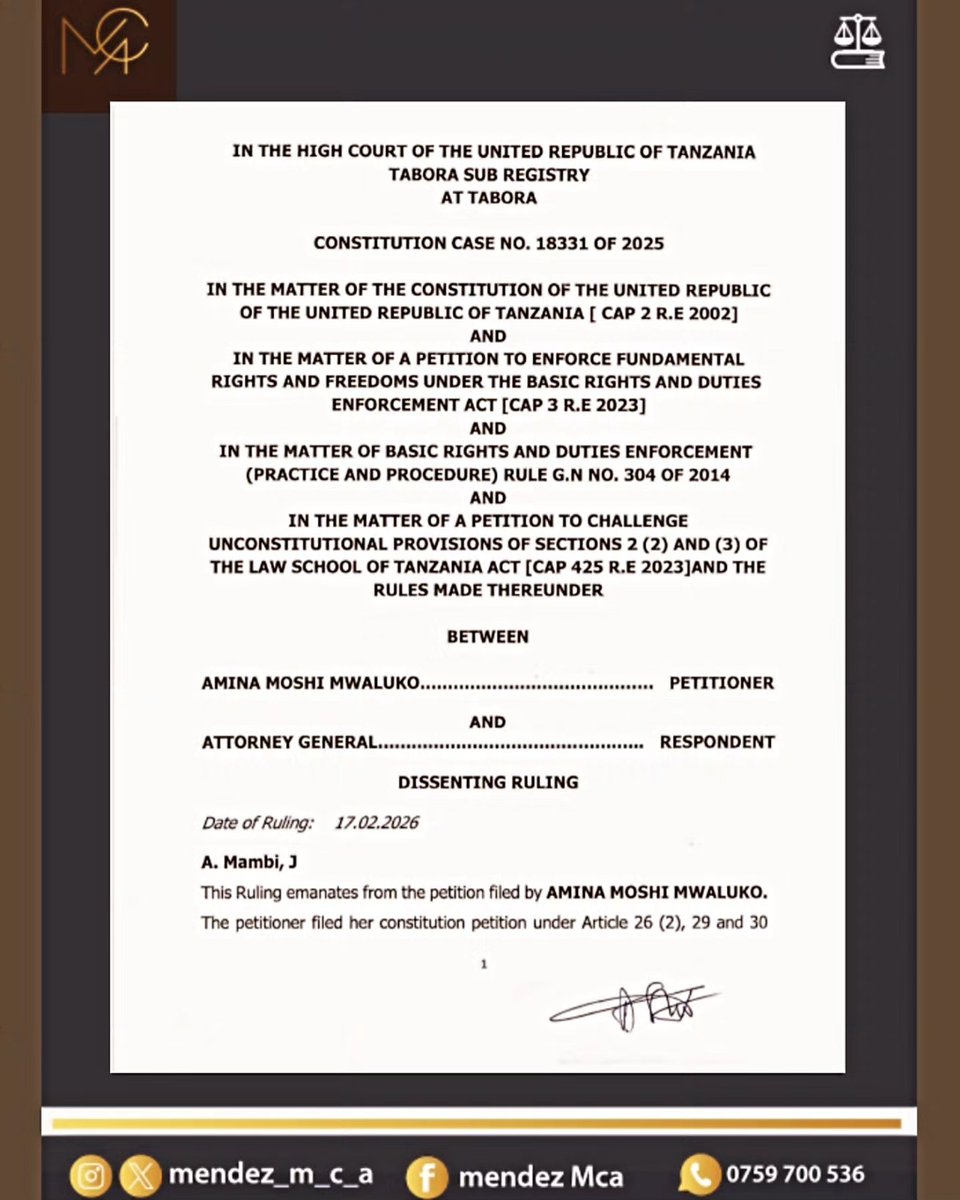 mendez_m_c_a's tweet photo. UWAKILI WA VITI MAALUMU - Wanasheria Toka Ofisi za Umma kutunukiwa Uwakili bila kupita Shule ya Sheria (Law School), MWISHO LEO. Sheria zilizoruhusu utaratibu huo ni *Batili, zipo kinyume na KATIBA, zinakiuka Haki ya Usawa, ni za Kibaguzi (Ziliwapendelea Wanasheria wa Sekta ya 👇🏽 https://t.co/gWSvY0o3Jn