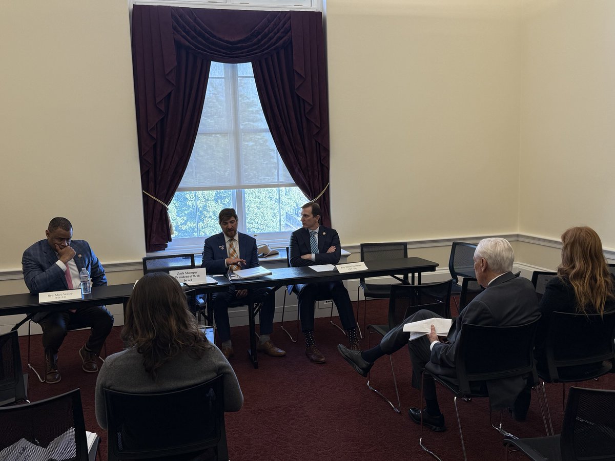 RepDanGoldman's tweet photo. I was honored to host Zach Shemper, President of Beth Israel, at last week's Bipartisan Task Force for Combating Antisemitism meeting.

Beth Israel, the recent target of an arson that destroyed much of the historic synagogue, is tragically all too familiar with this type of hate. In 1967, this synagogue was the victim of a bombing by the KKK.

As we continue to battle rising antisemitism, we discussed the urgent need to dramatically increase funding for the Nonprofit Security Grant Program and passage of the Pray Safe Act.

We must realize that hate against one is hate against all and unite together to fight it.